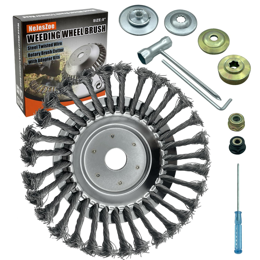 NeJesZoe 8 Inch Steel Wire Weed Brush Trimmer Head front view