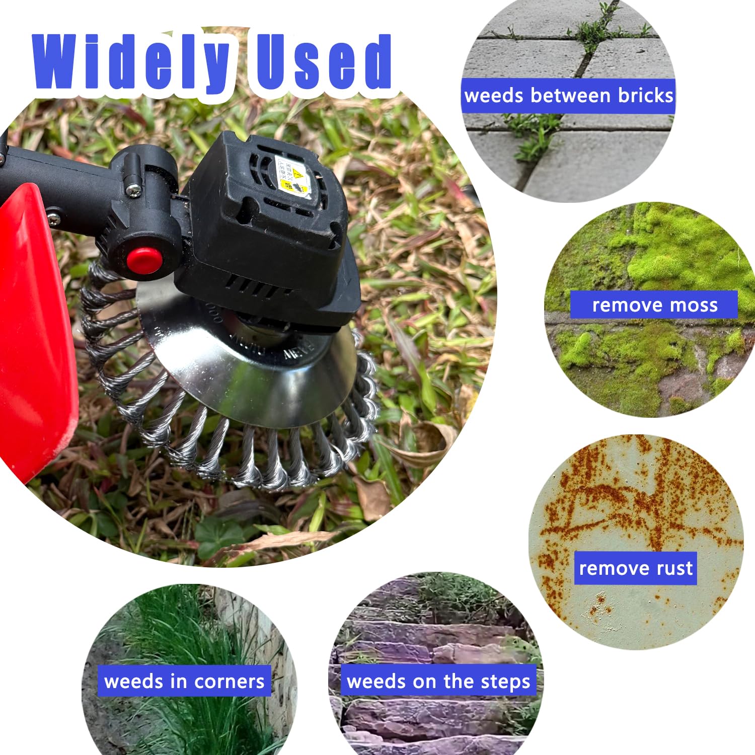 NeJesZoe 8 Inch Weed Brush with thrust plate guard washer