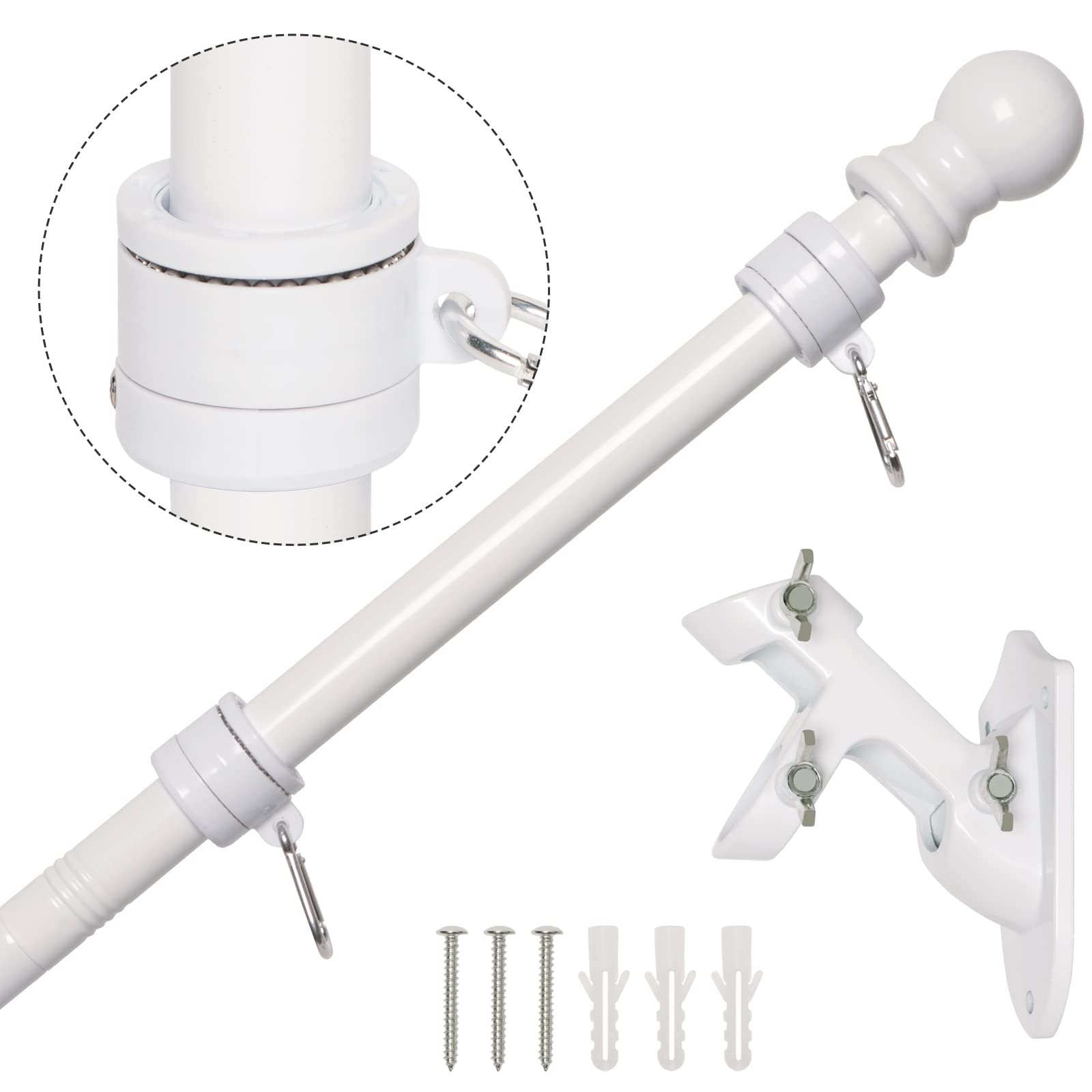 NELXINJO 5FT stainless steel flag pole kit front view