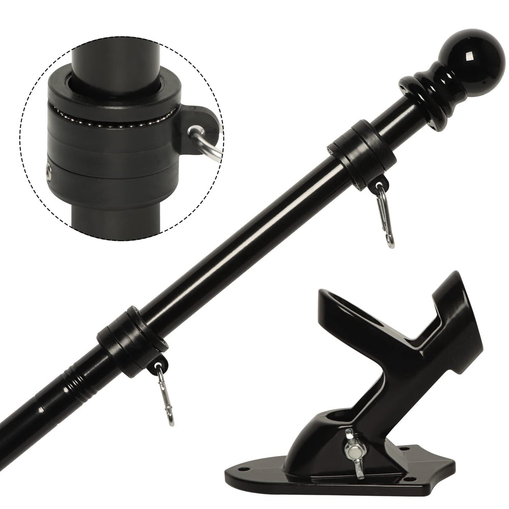 NELXINJO 6FT black stainless steel flag pole kit with bracket