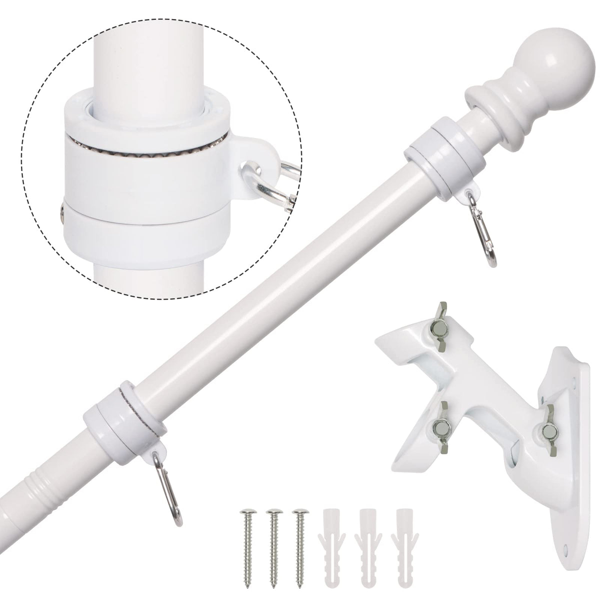 NELXINJO 6FT Flag Pole Kit assembled view