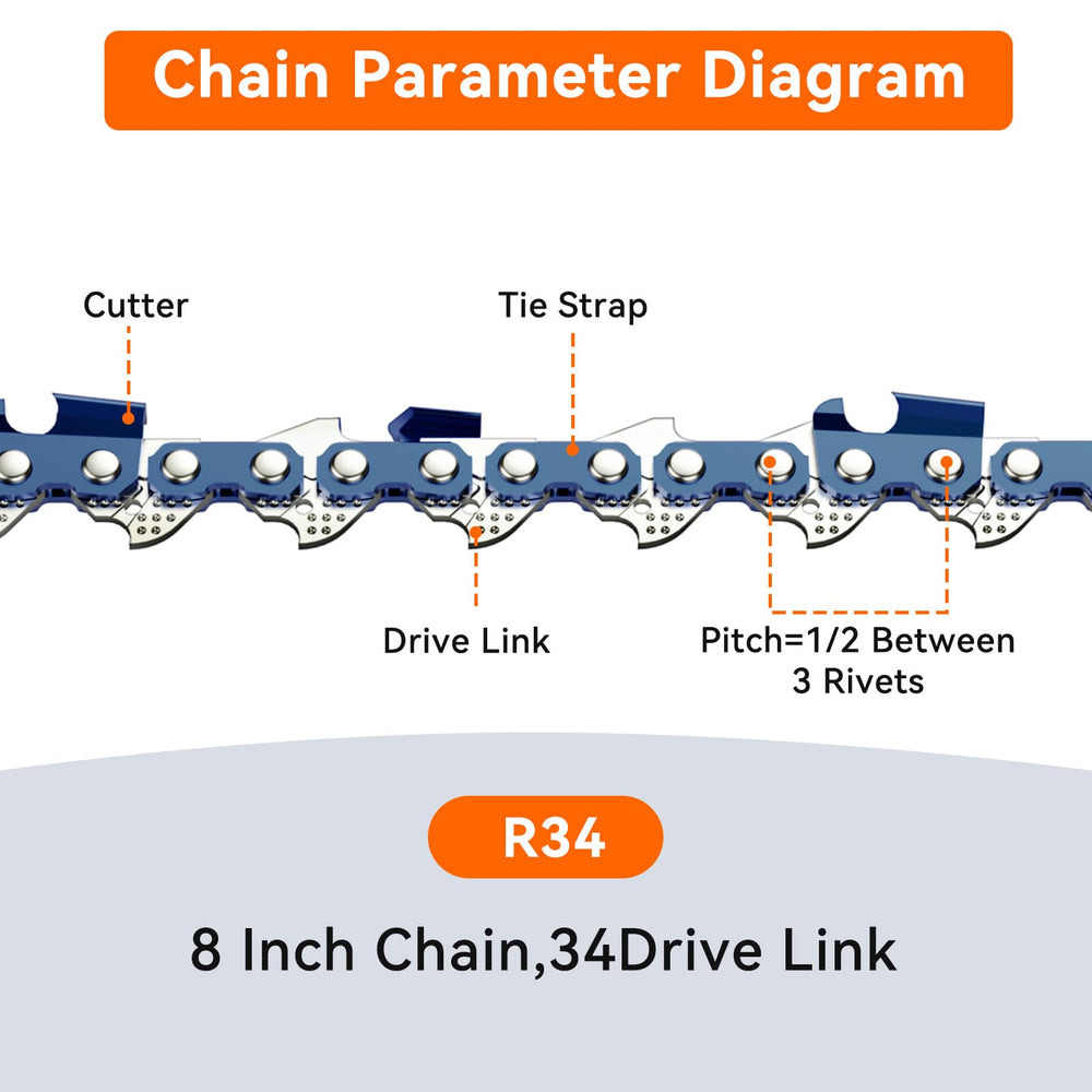 NEO-TEC 8 Inch Pole Saw Chain semi-chisel design close-up