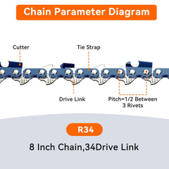 NEO-TEC 8 Inch Pole Saw Chain semi-chisel design close-up