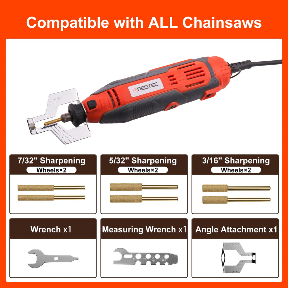 NEO-TEC Electric Chainsaw Sharpener close-up of diamond wheel
