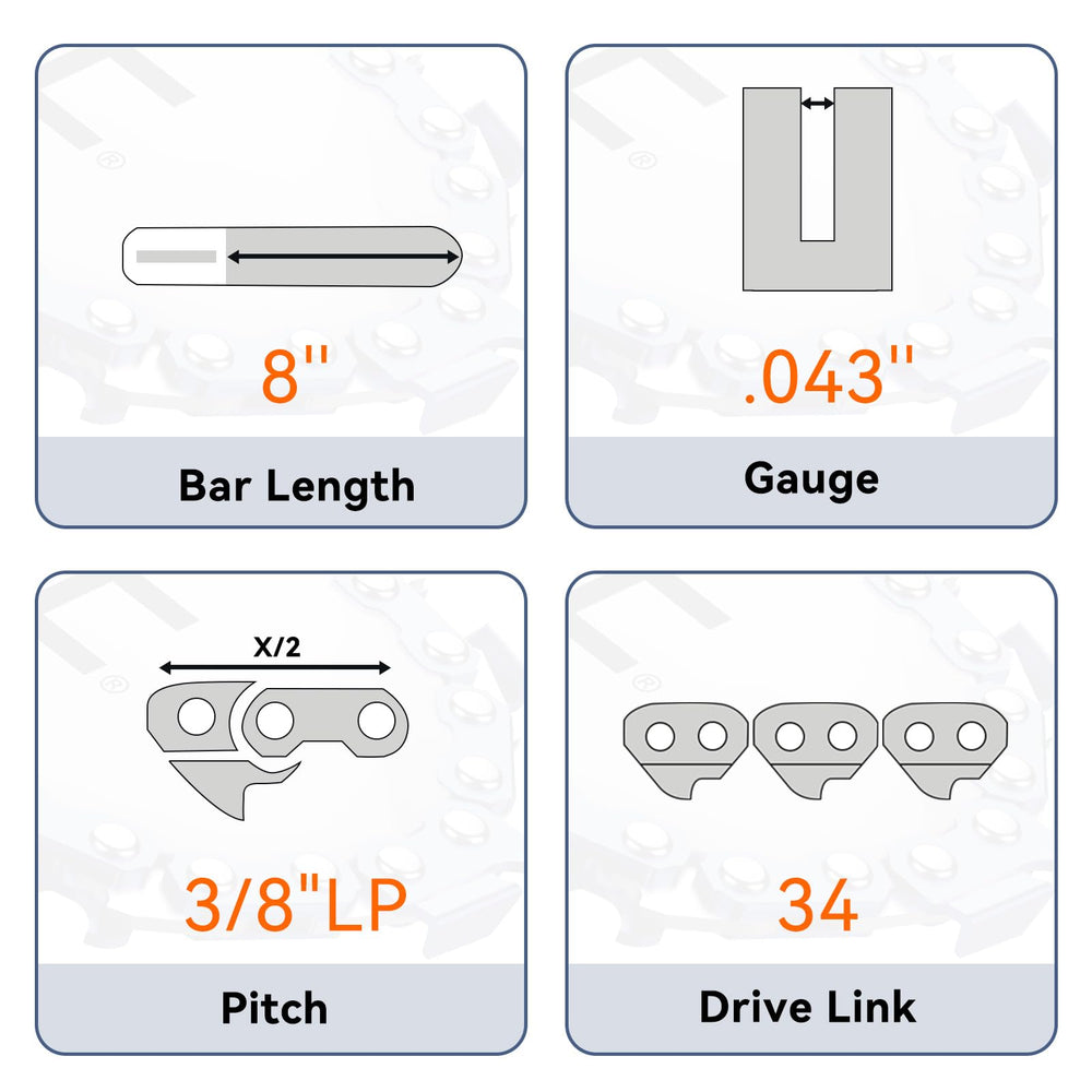 NEO-TEC Pole Saw Chain packaging showing specifications