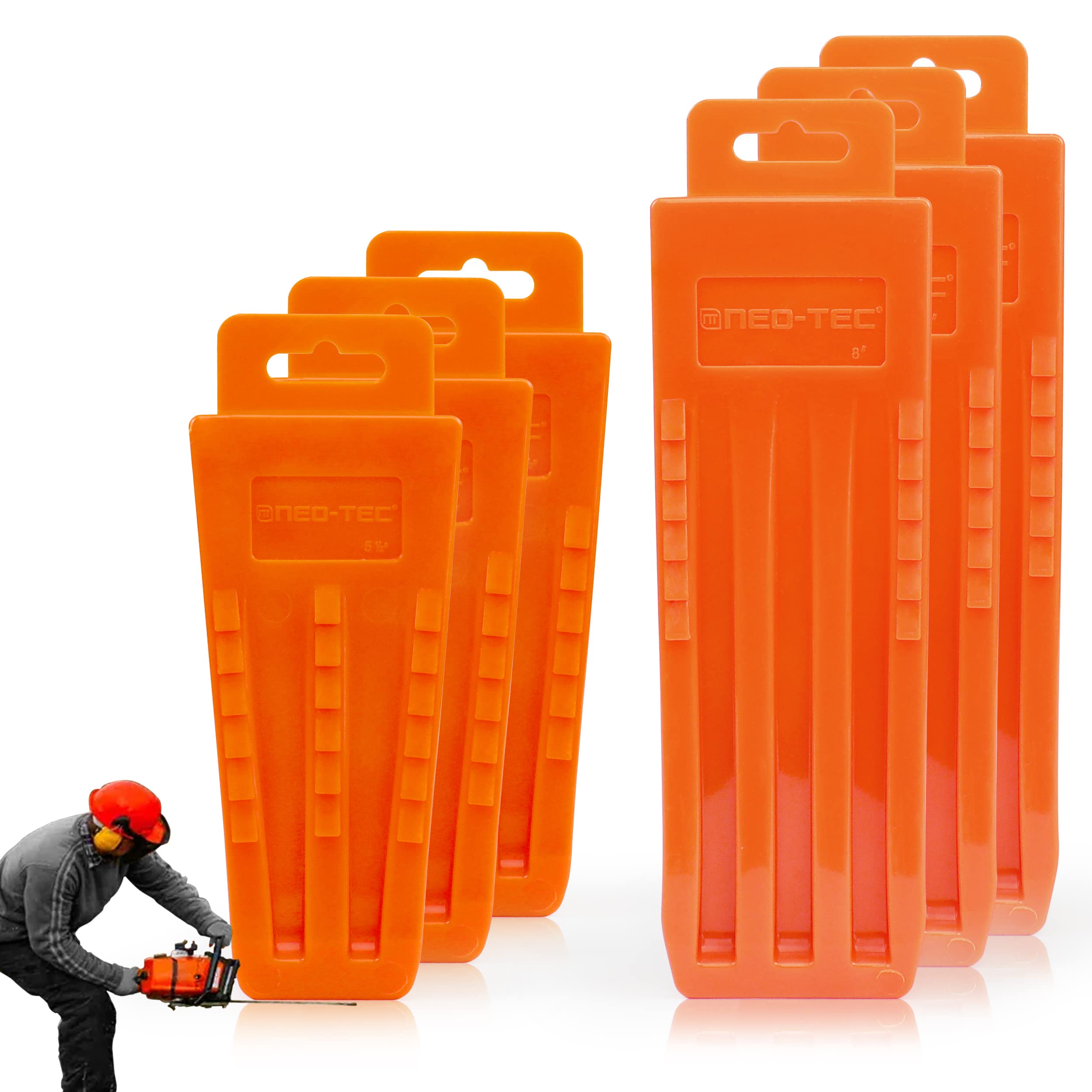 NEO-TEC tree felling wedges with visible flame orange colour