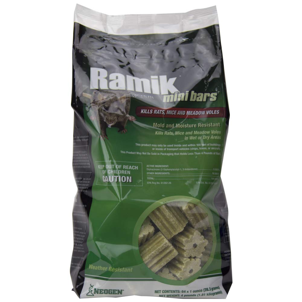 Neogen Ramik Fish Flavored Rodenticide Mini Bait Bars 4 lb pouch front view
