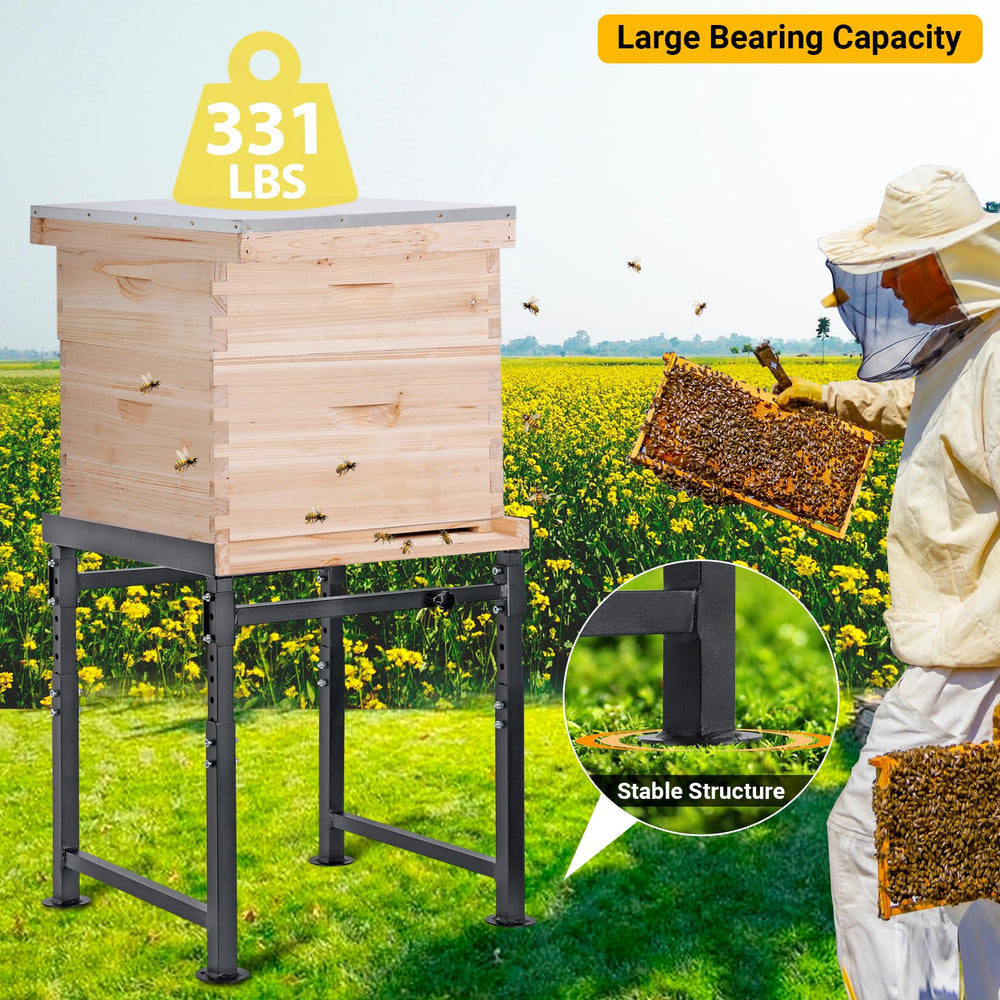 Neorexon Adjustable Metal Hive Stand assembled in garden