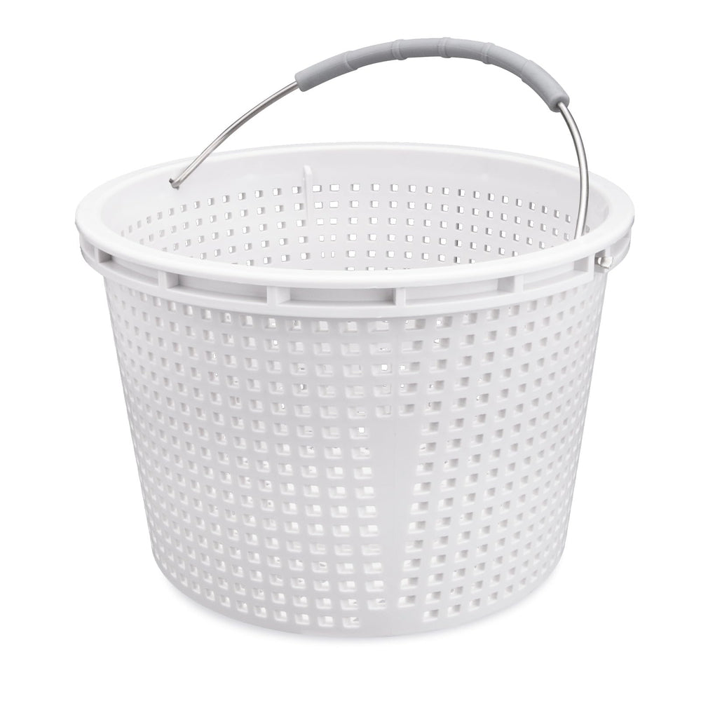 Neowah 8-inch pool skimmer basket front view with white finish