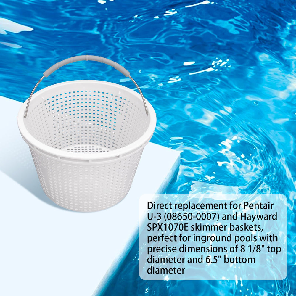Neowah pool skimmer basket placed in pool skimmer