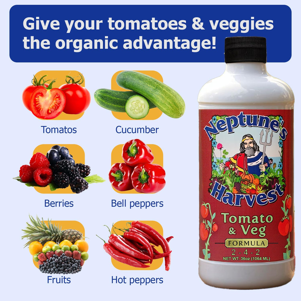 Neptune's Harvest fertilizers in a garden setting