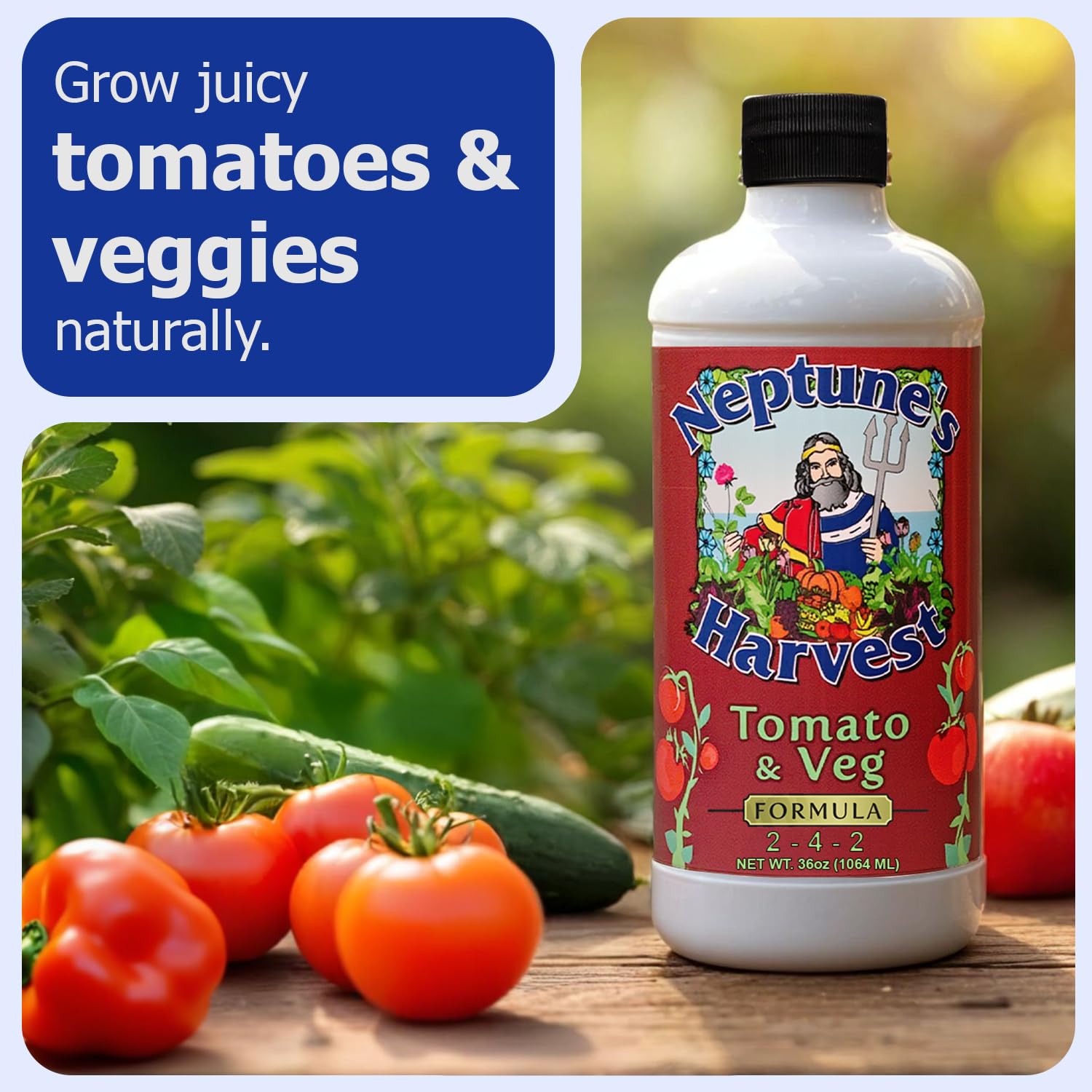 Neptune's Harvest Fish & Seaweed Fertilizer label close-up