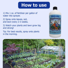 Neptune's Harvest Fish & Seaweed Liquid Fertilizer pouring into watering can
