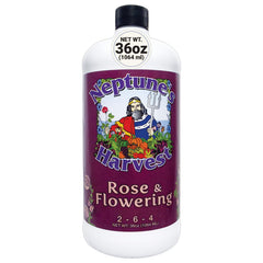 Neptune's Harvest Rose & Flowering Fertilizer 36oz bottle front view