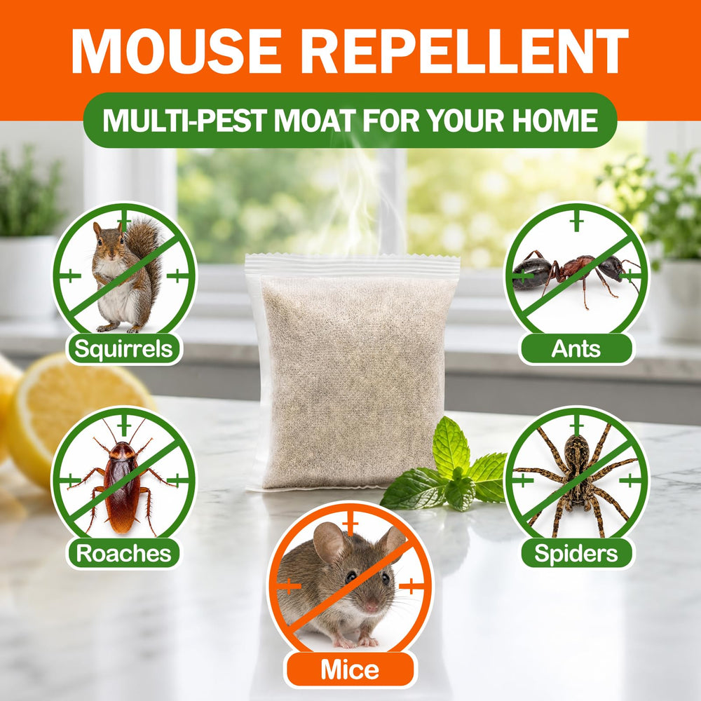 Nergallmo Mouse Rodent Repellent pouches placed inside a garage