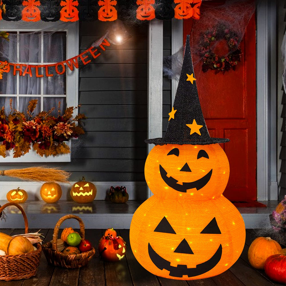 NEROSUN 3 FT Pumpkin Man assembled with poles