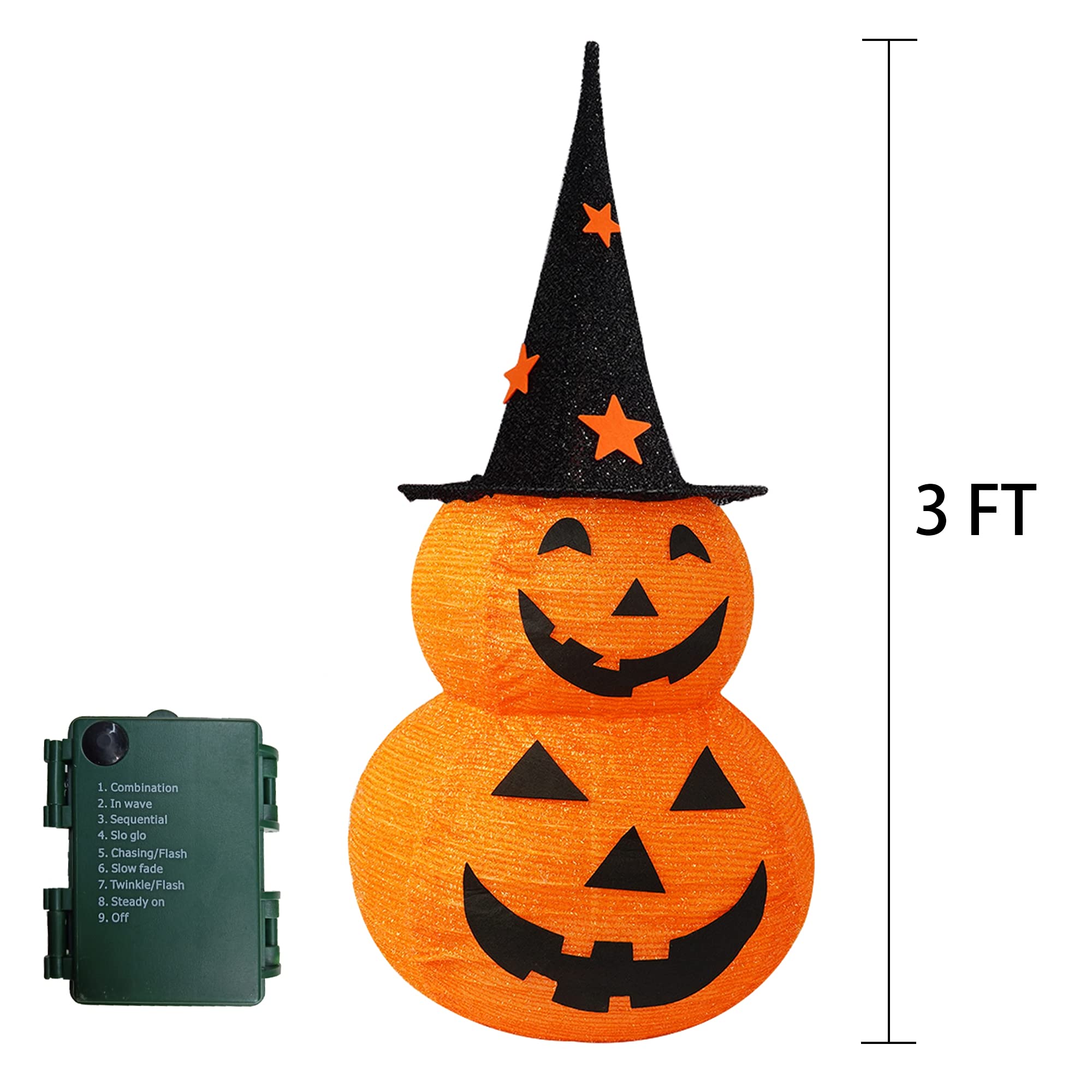NEROSUN 3 FT Pumpkin Man side view with star hat
