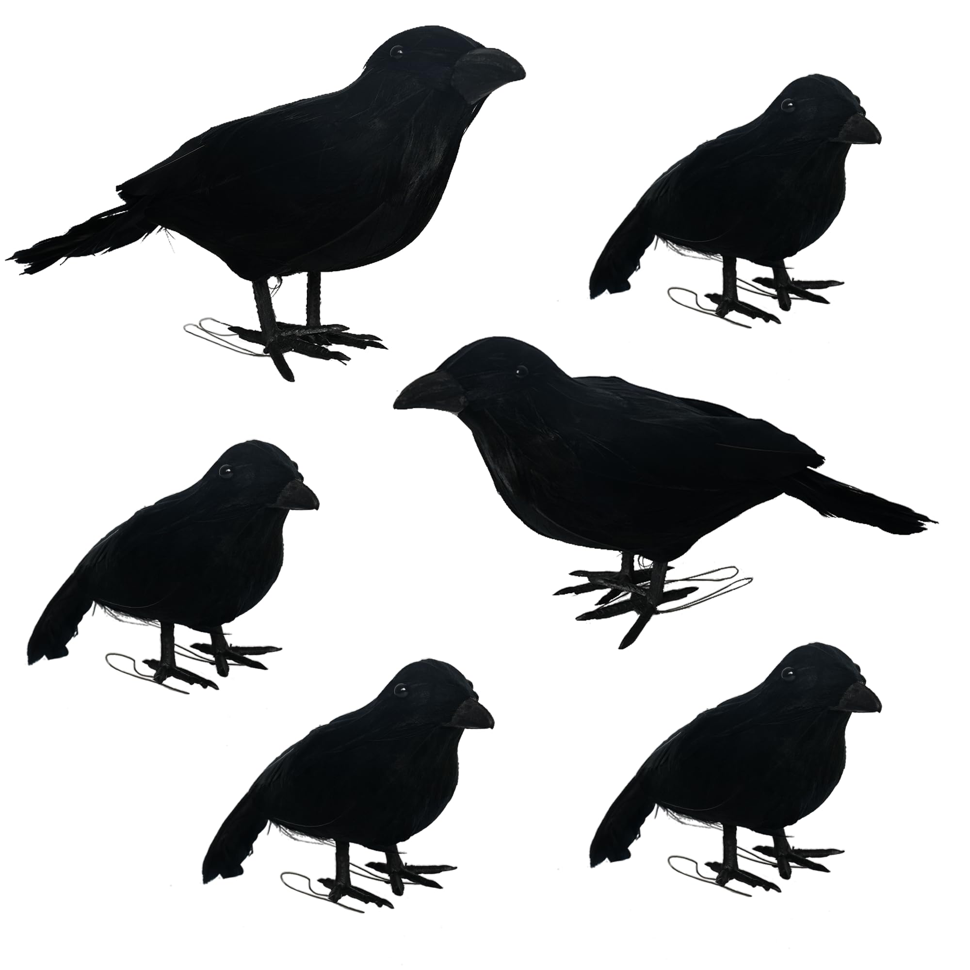 NEROSUN black feathered crow sculpture large size front view