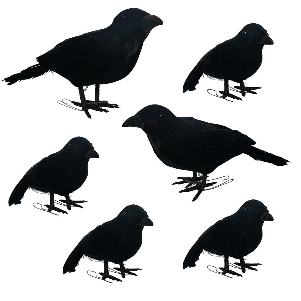 NEROSUN black feathered crow sculpture large size front view