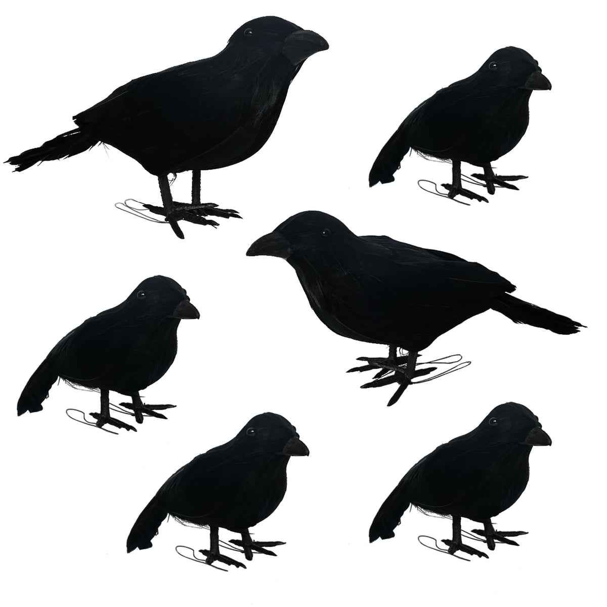 NEROSUN black feathered crow sculpture large size front view