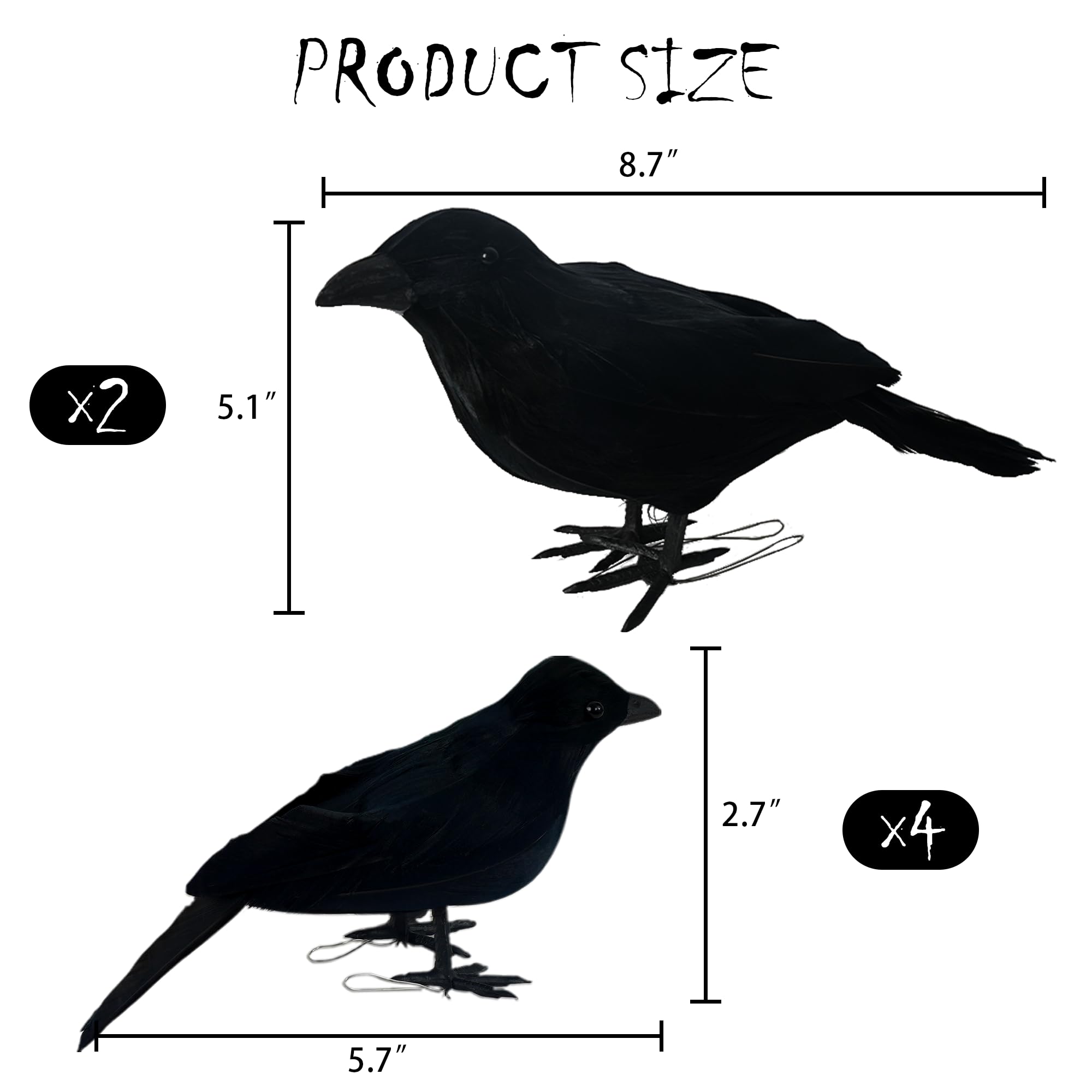 NEROSUN black feathered crows in Halloween decoration setup