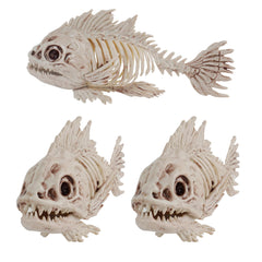NEROSUN Halloween Fish Skeletons 10-inch set of 3 in white