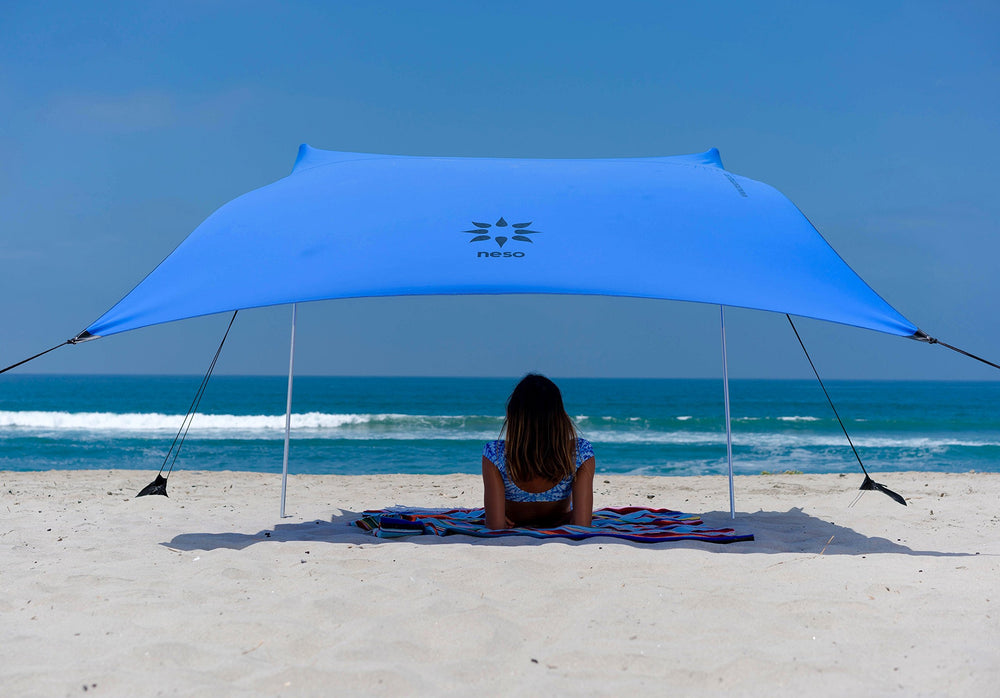 Neso Portable Beach Tent front view in Periwinkle Blue