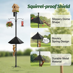 NestShld Bird Feeder Pole with bird feeder and camera attached