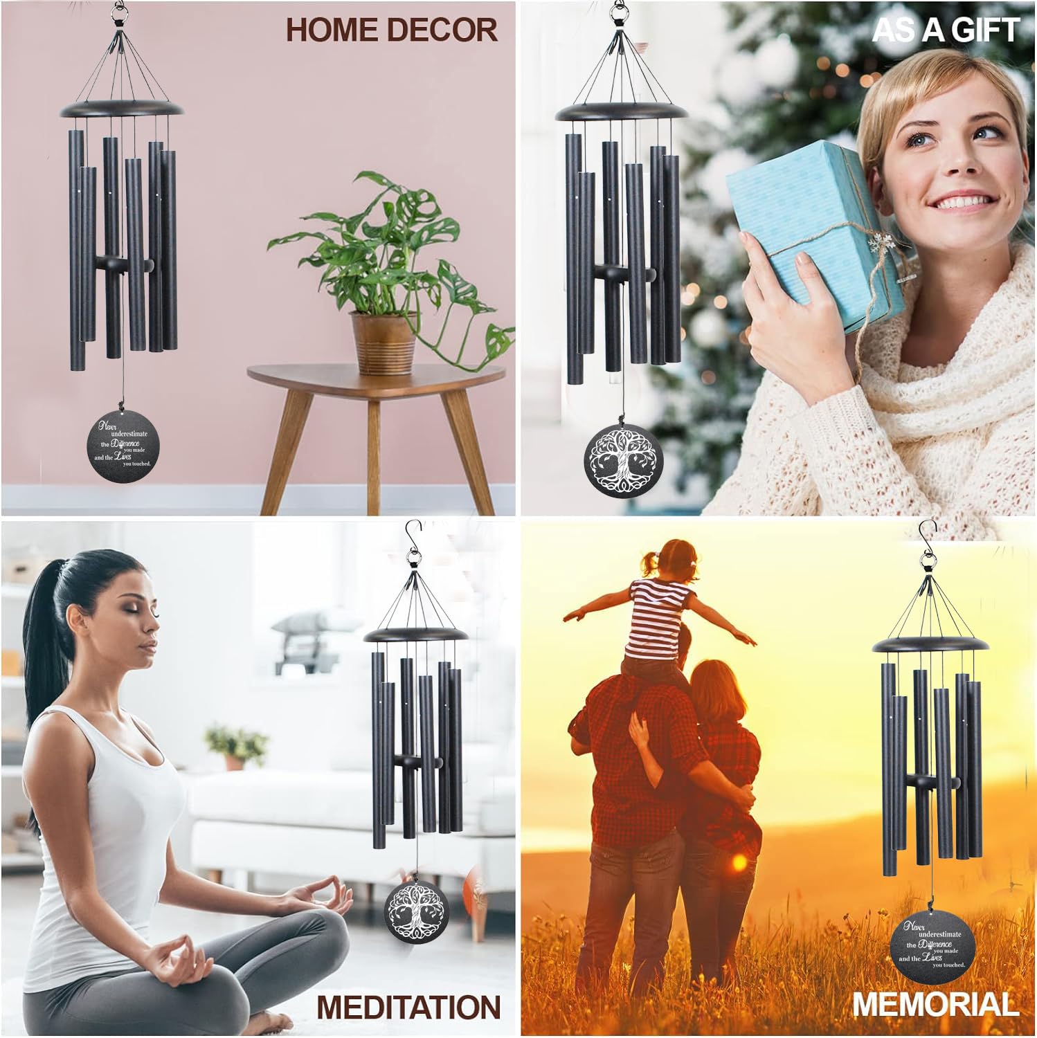 NETAEX wind chime hanging in a garden setting