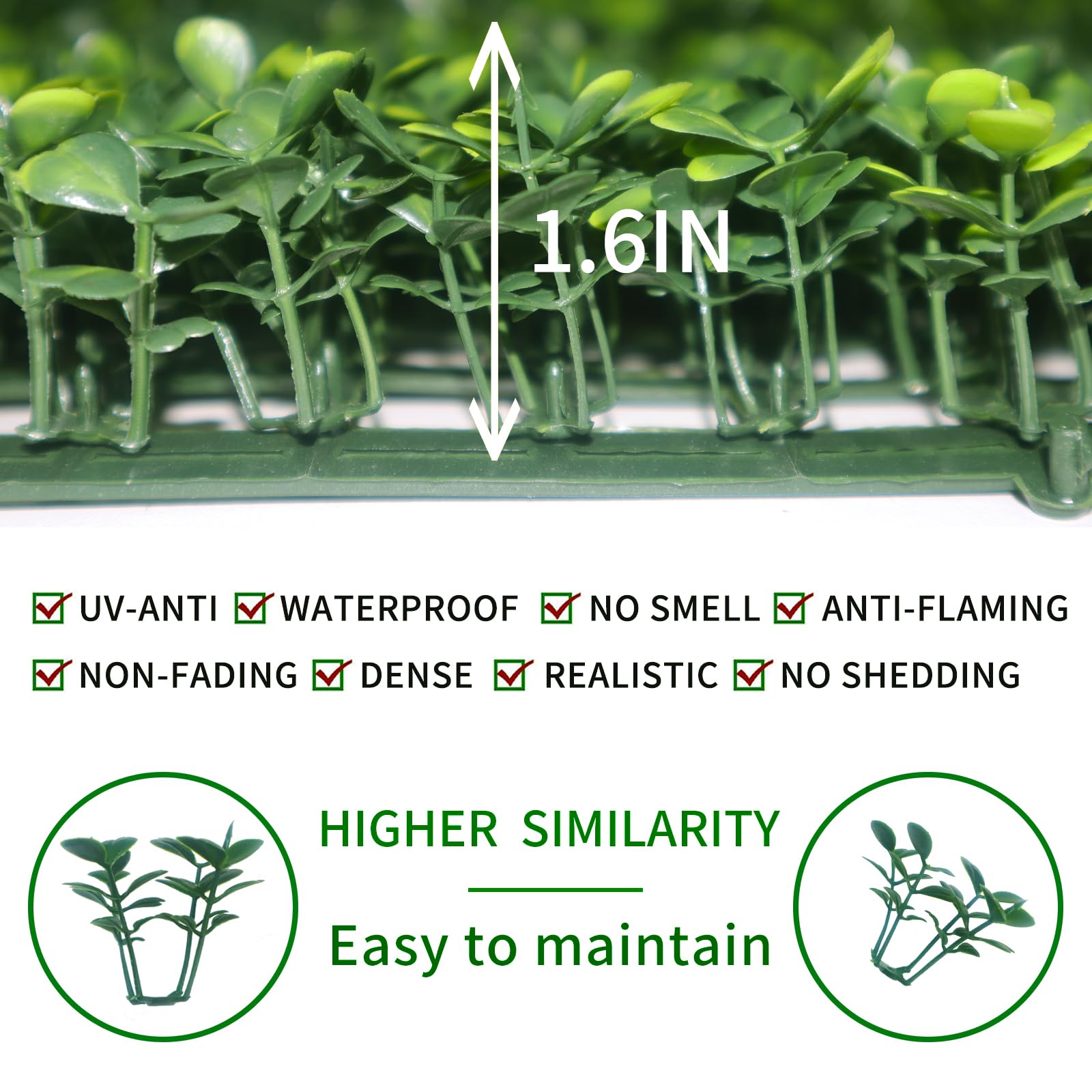 NETAP Artificial Grass Wall Panel showing realistic leaves