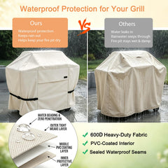 NettyPro BBQ Grill Cover beige on a grill