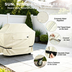 NettyPro BBQ Grill Cover beige side view