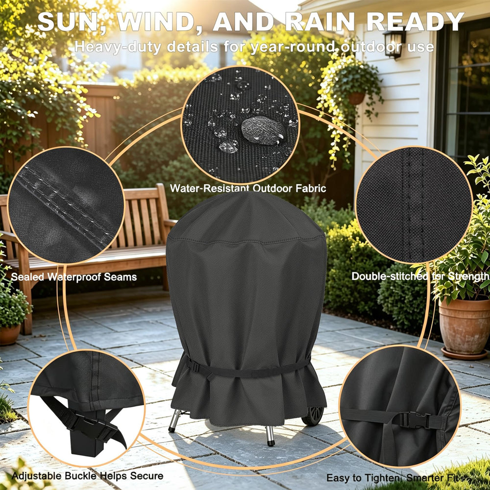 NettyPro Charcoal Kettle Grill Cover back view with buckles