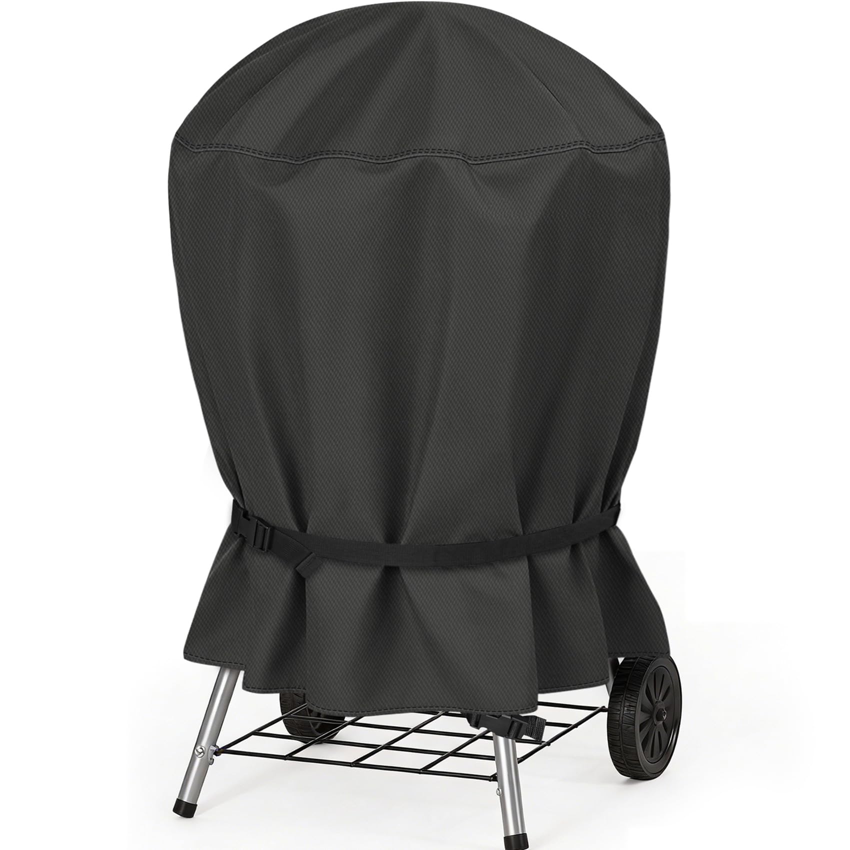 NettyPro Charcoal Kettle Grill Cover front view with adjustable straps