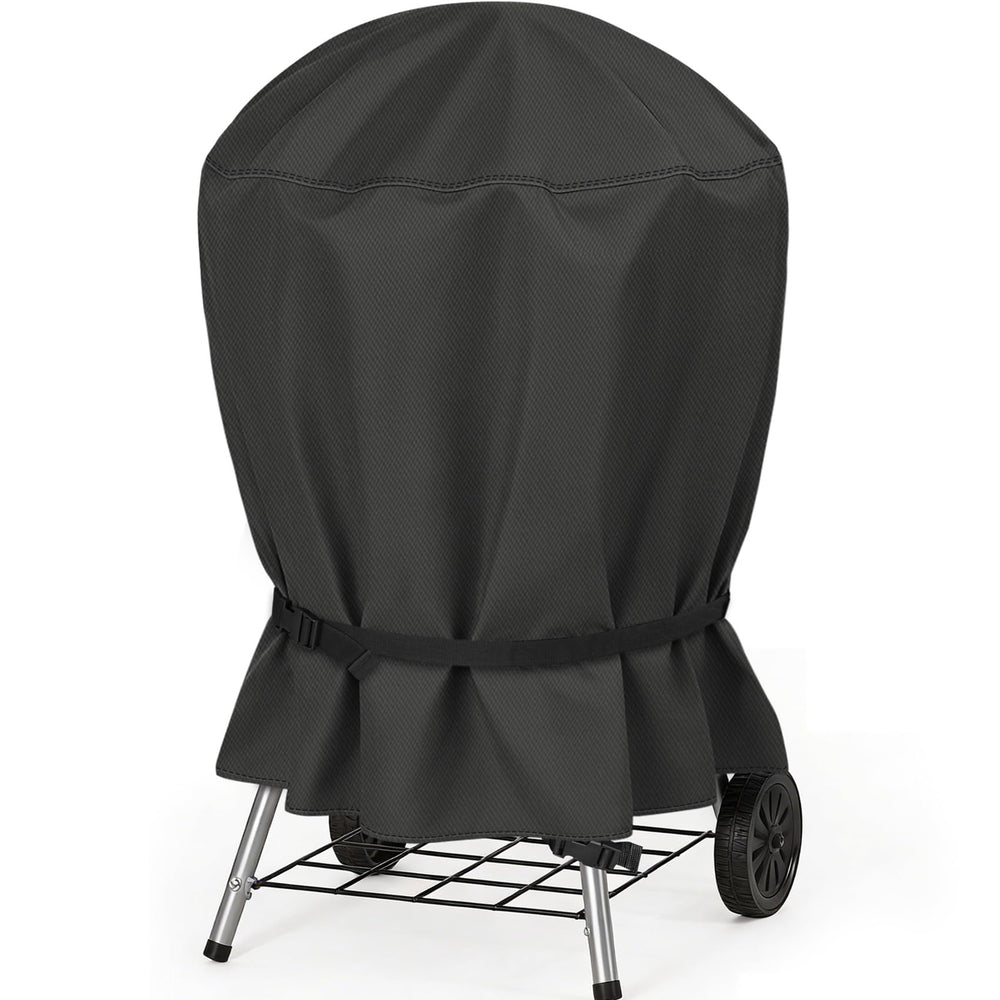 NettyPro Charcoal Kettle Grill Cover front view with adjustable straps