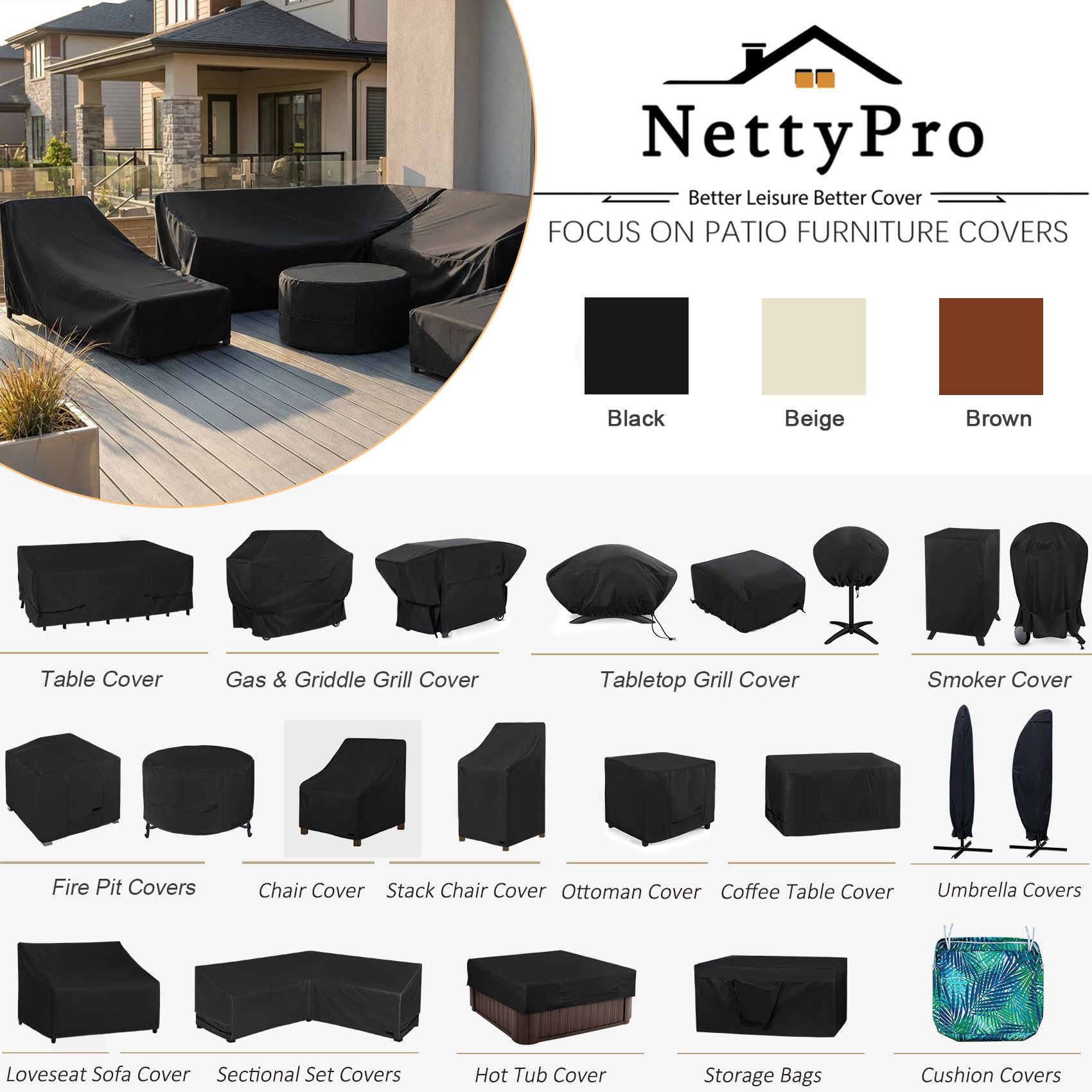 NettyPro Charcoal Kettle Grill Cover in packaging