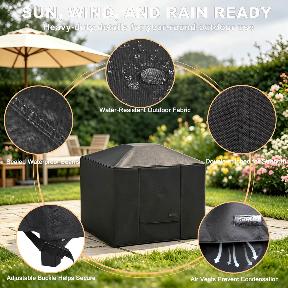 NettyPro Fire Pit Cover 36 inch showing waterproof material