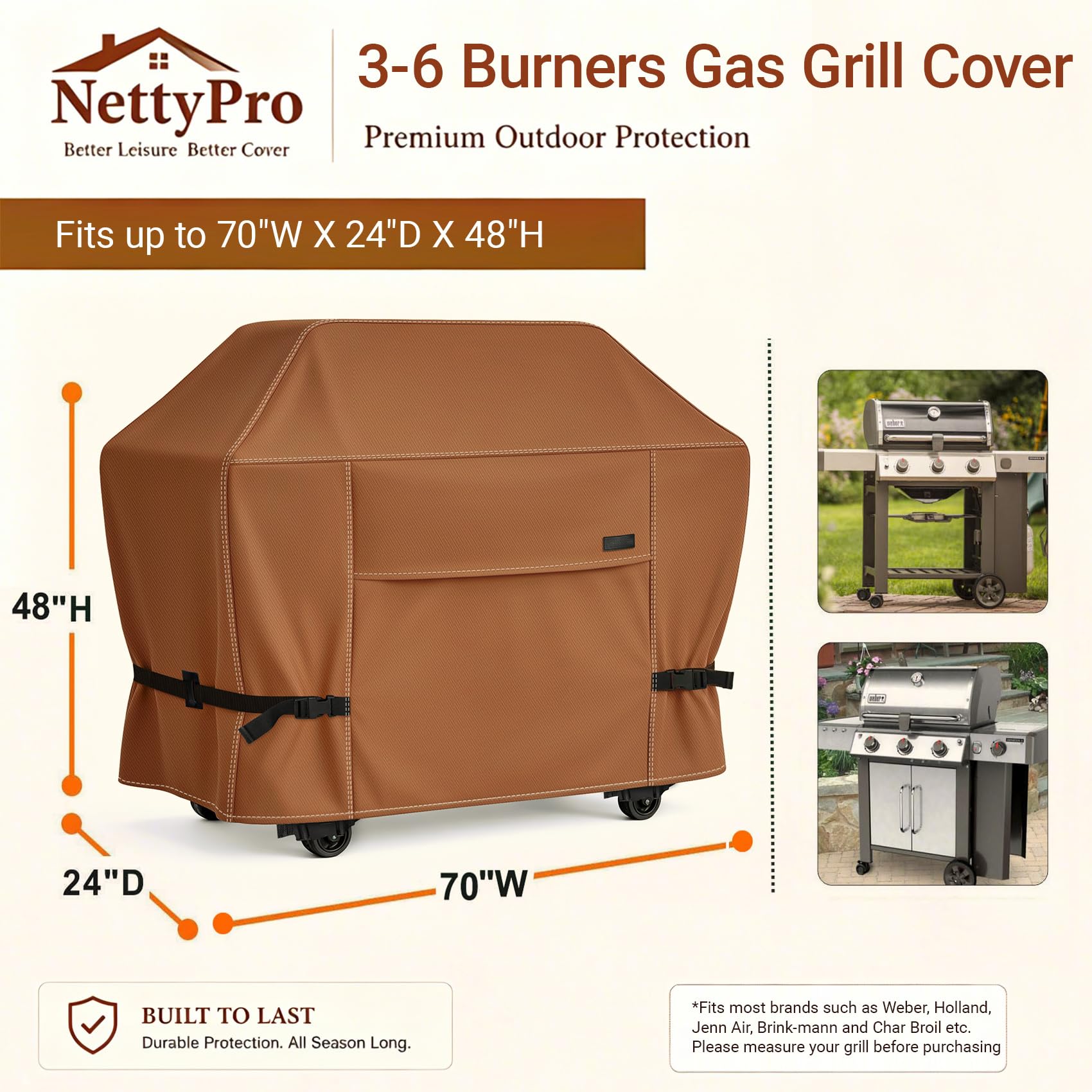 NettyPro Grill Cover 70-inch air vent feature