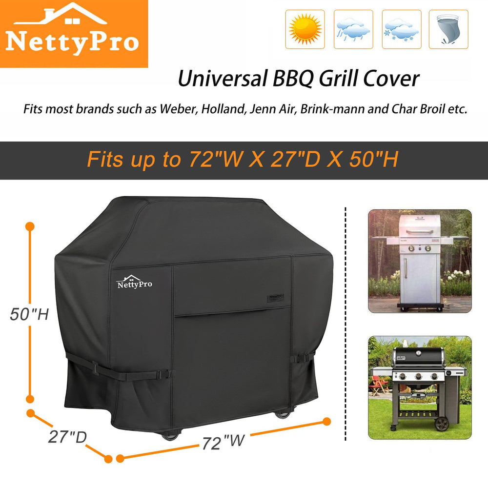 NettyPro Grill Cover 72 inch black on 5 burner grill