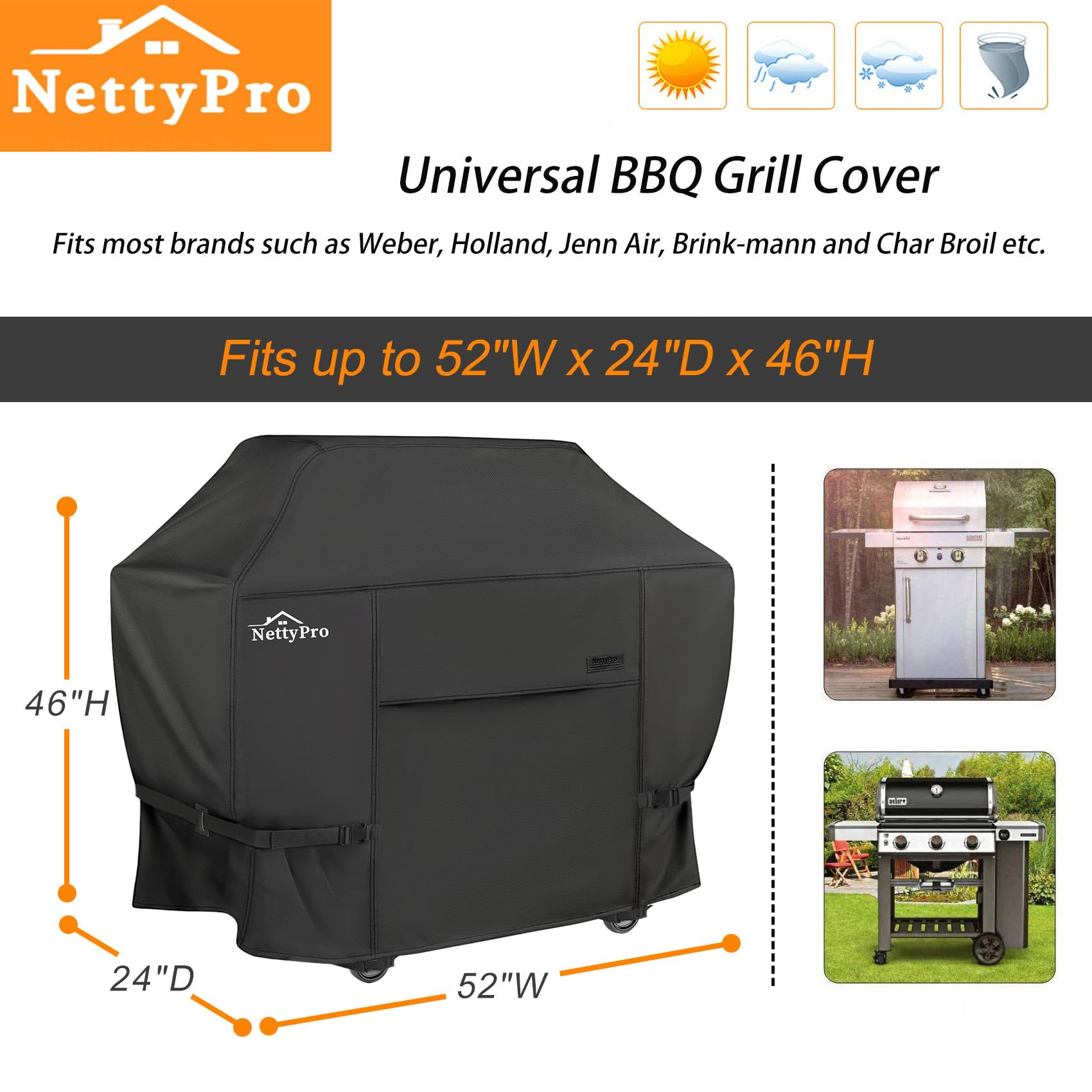 NettyPro Grill Cover fitting 2 to 3 burner grills