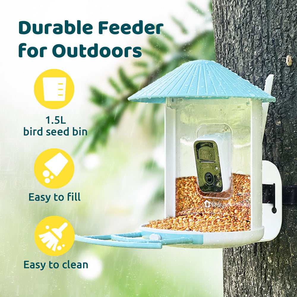 NETVUE Birdfy feeder in garden setting
