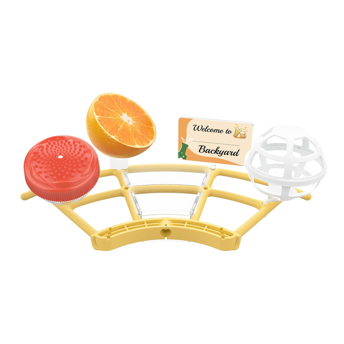 NETVUE Pro Perch in yellow with various bird feeders