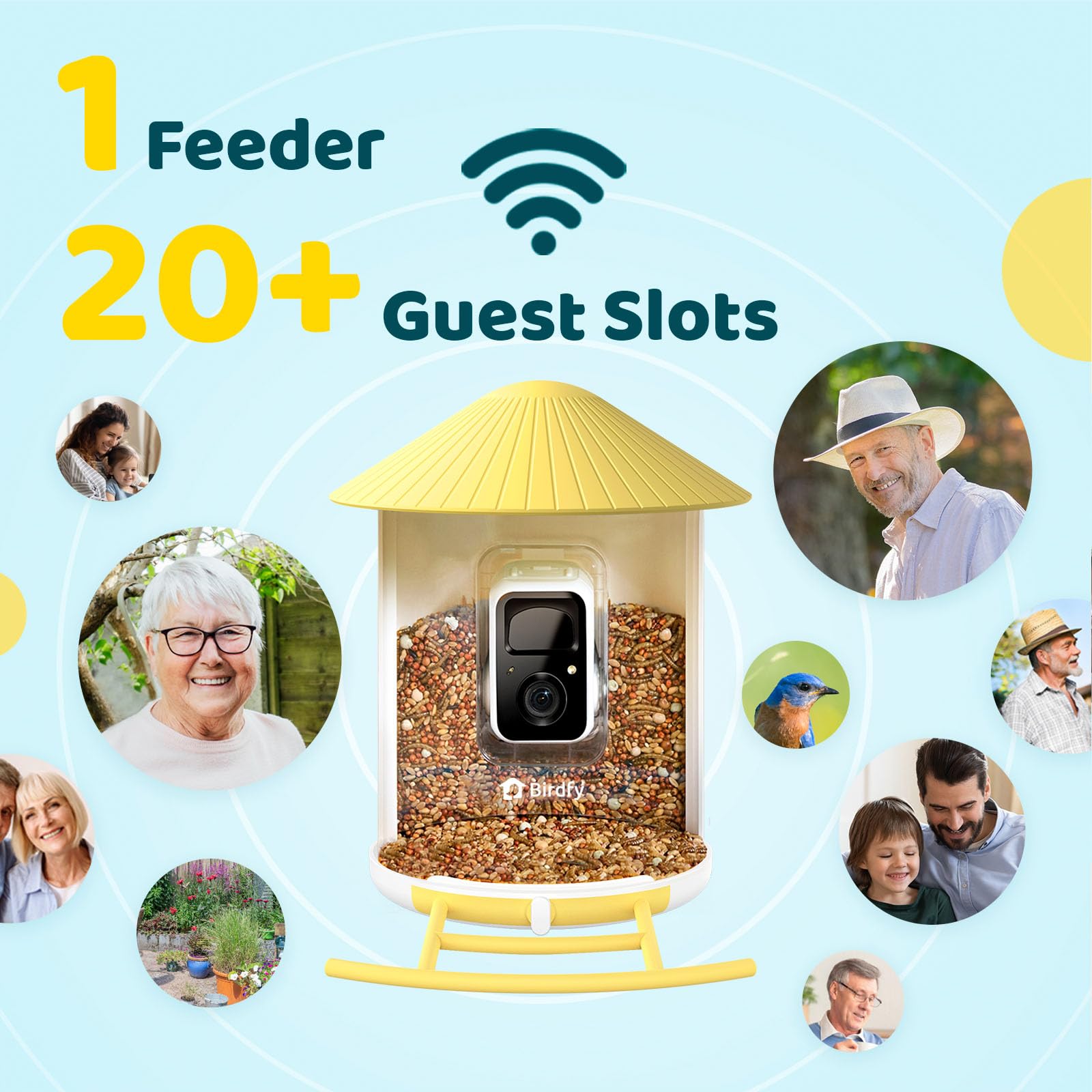 NETVUE Smart Bird Feeder in a garden setting