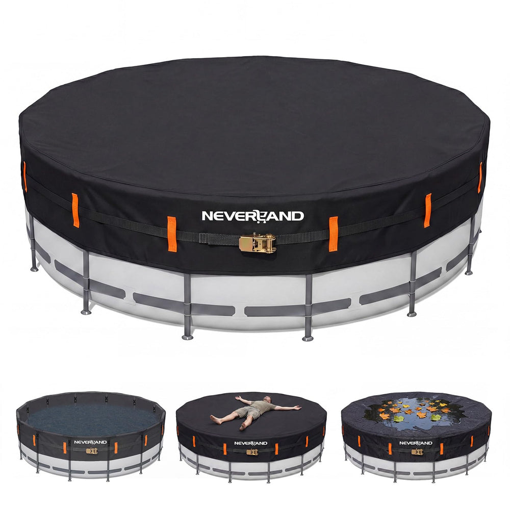 NEVERLAND 18FT Round Pool Cover black front view