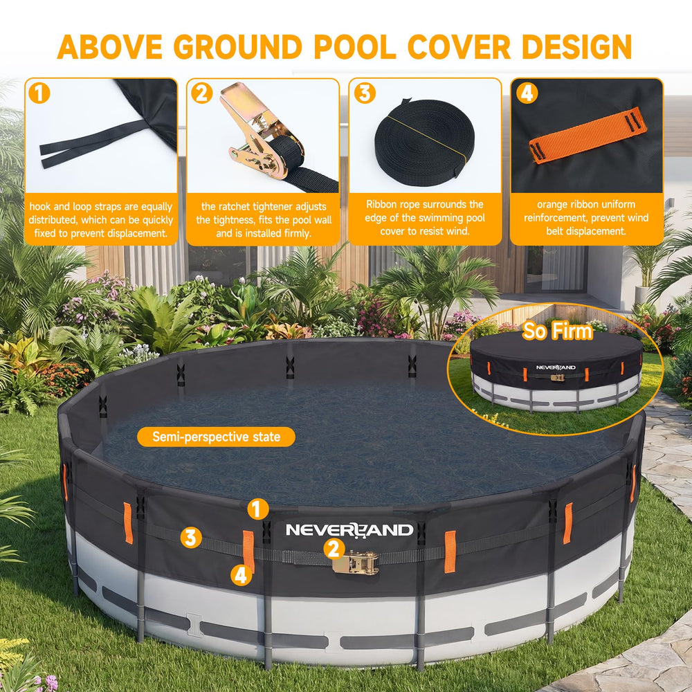NEVERLAND 18FT Round Pool Cover black side view