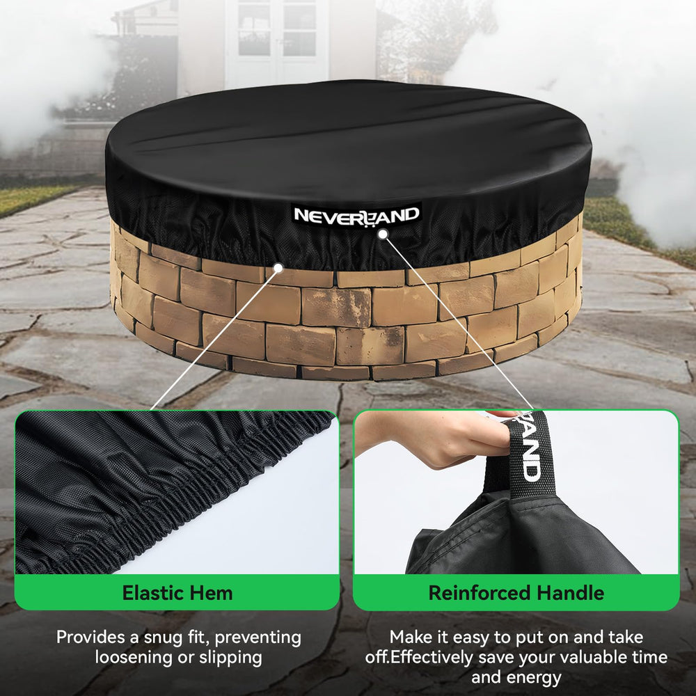NEVERLAND fire pit cover packaging and contents overview