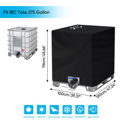 NEVERLAND IBC Tote Cover black 275 gallon waterproof fabric side view