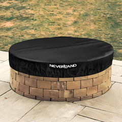 NEVERLAND Round Fire Pit Cover front view, black fabric