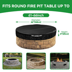 NEVERLAND Round Fire Pit Cover side view with handles