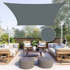 Neween 13'x20' gray waterproof sun shade sail front view